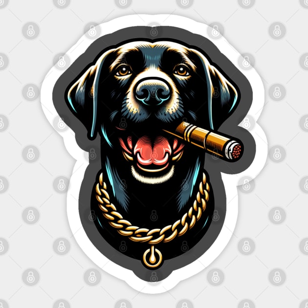 The Dog Life Black Labrador Cigar Sticker by MugMusewear